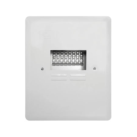 White square Dbdet Surf Sam12 Mod/12 Way Surf Mount Distribution Box, front view, with a central grid of compartments.