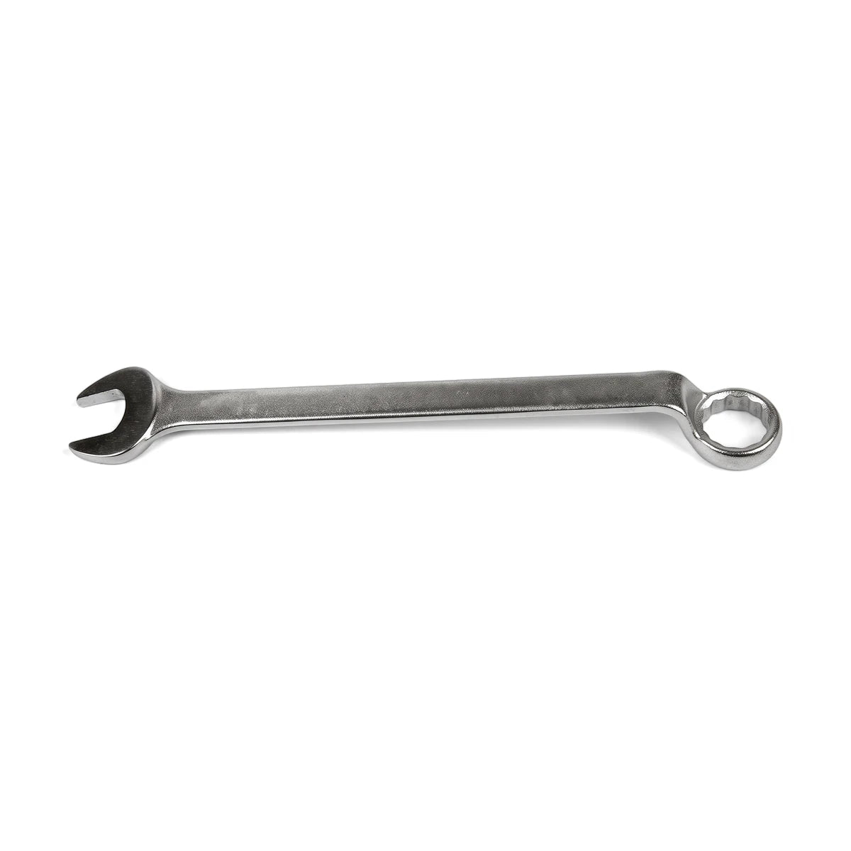 Silver metal 22mm deep offset combination spanner wrench tool shown from a side view on a plain white background.