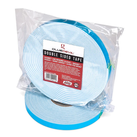 Two rolls of light blue Double-Sided Tape, 1.5mm X 24mm X 20M, in clear plastic packaging.