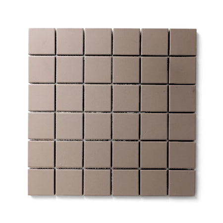 Dove grey anti-slip 48mm square mosaic tiles arranged in a uniform grid pattern on a white background.