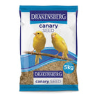 Drakensberg Canary Seed 5kg bag, featuring two yellow canaries on a branch illustration, against a white background.