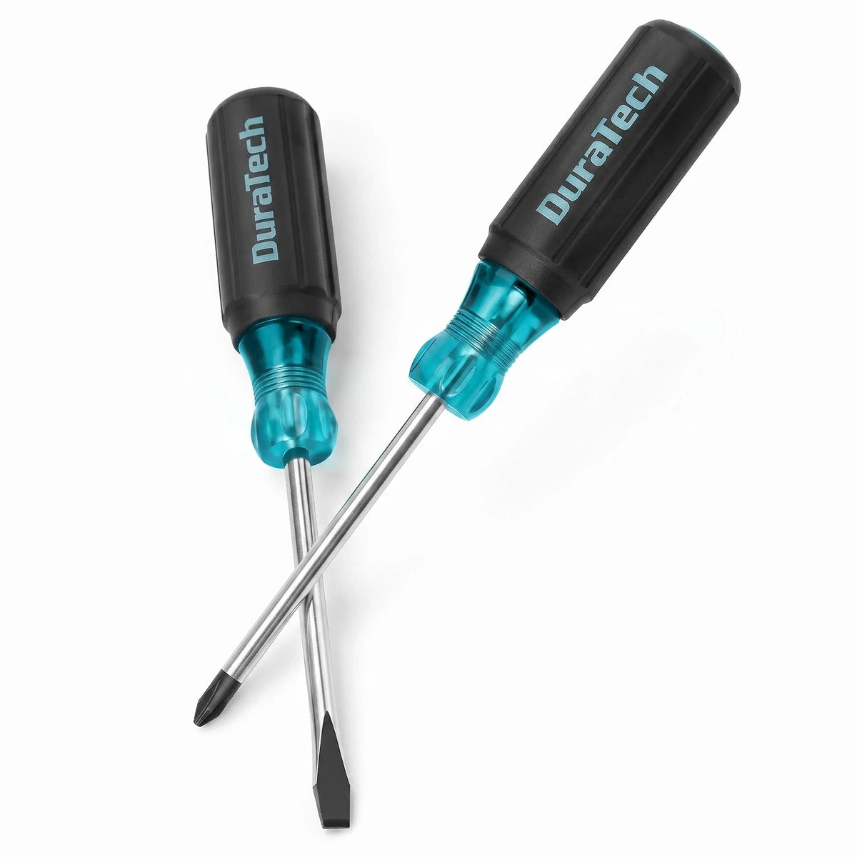 DuraTech S2 Phillips screwdriver set, 2-piece, featuring one Phillips head and one flathead screwdriver with black and teal