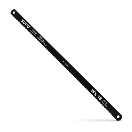 Black Eclipse Flexible Hacksaw Blade, 18 TPI, featuring mounting holes and a durable design for efficient cutting.
