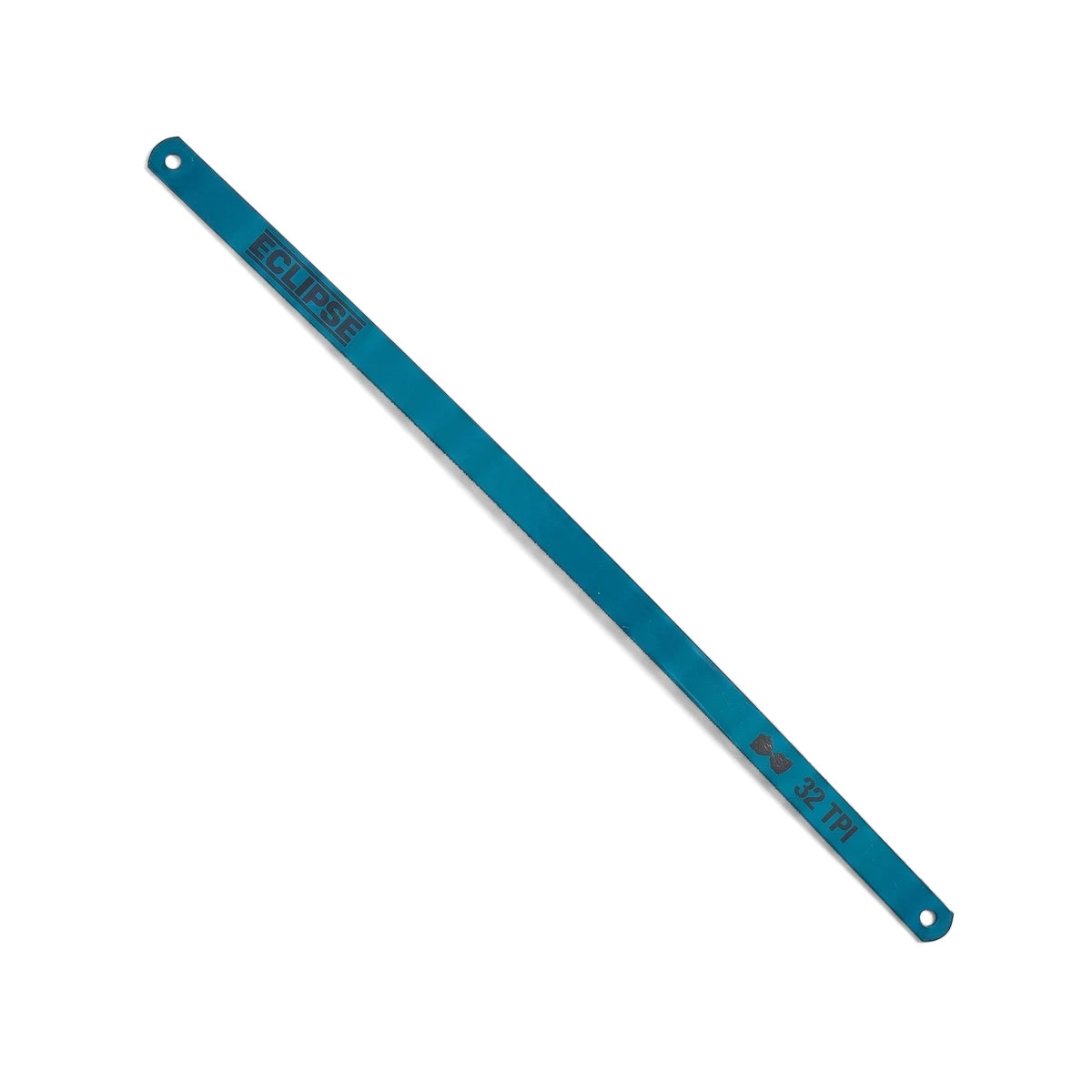 A single blue Eclipse flexible hacksaw blade with 32 TPI, shown diagonally across a white background.