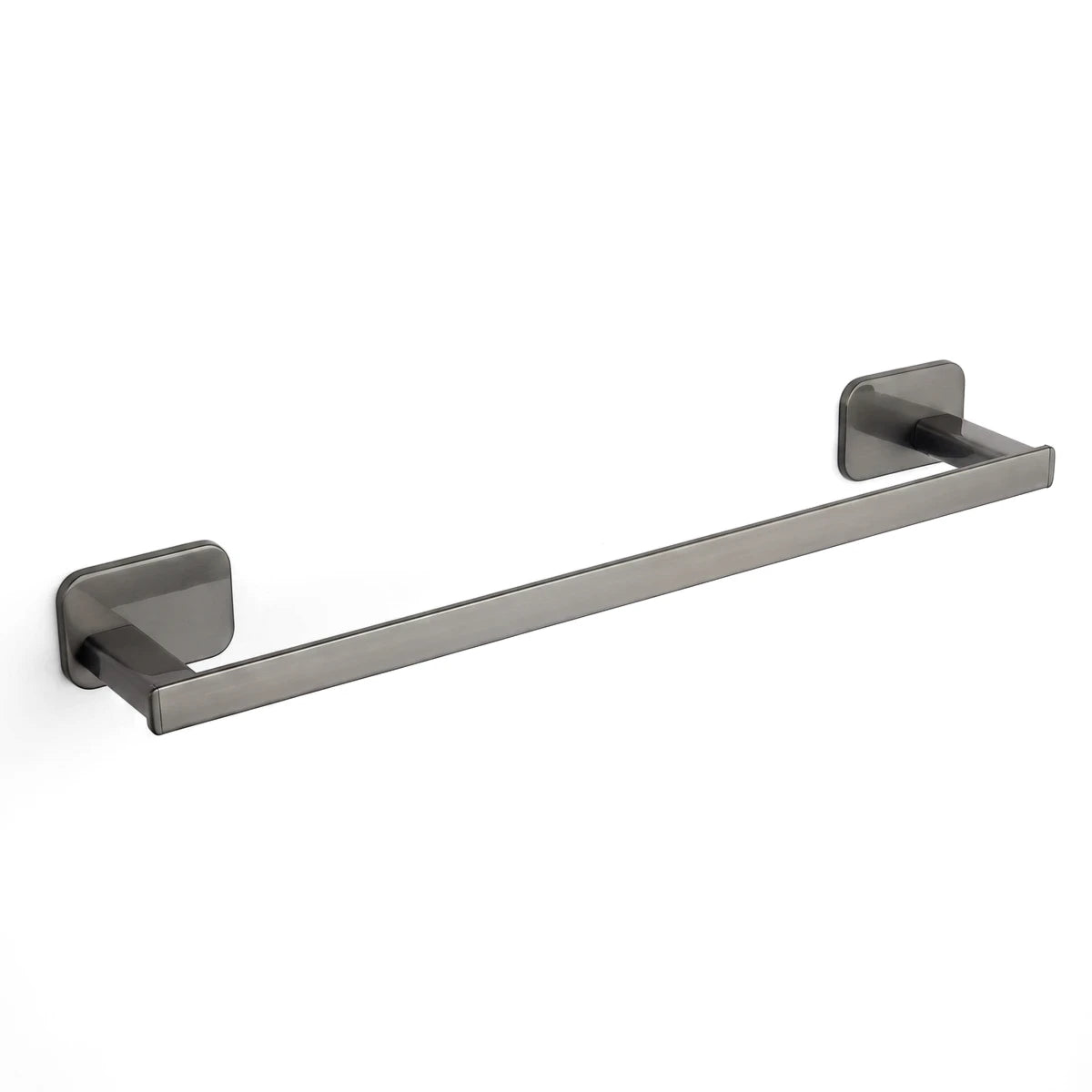 Eclipse Gunmetal Single Towel Rail, wall-mounted, showcasing its sleek dark metallic finish on a white background.