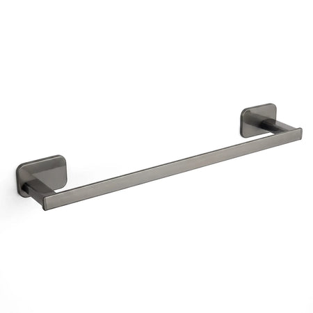 Eclipse Gunmetal Single Towel Rail, wall-mounted, showcasing its sleek dark metallic finish on a white background.