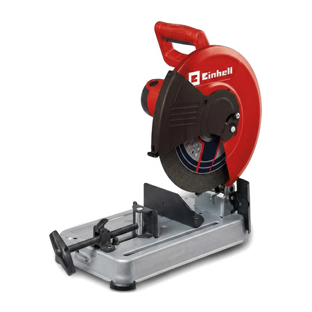 Red and silver Einhell Tc-Mc 355/1 Metal Cutting Chop Saw, a powerful tool for precision metal work.