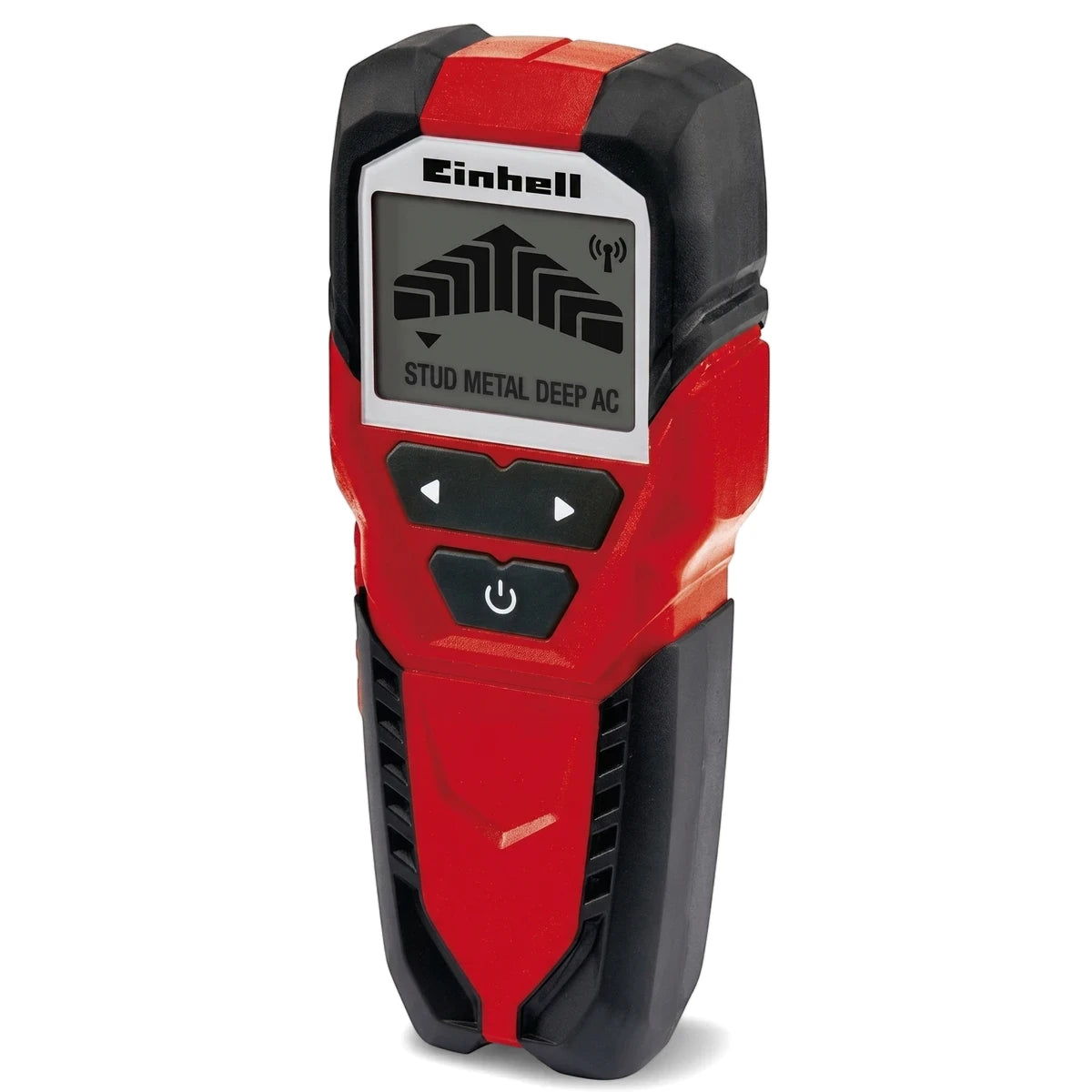 Einhell Tc-Md 50 digital wall detector and scanner, red and black, for detecting studs, metal, and AC lines.