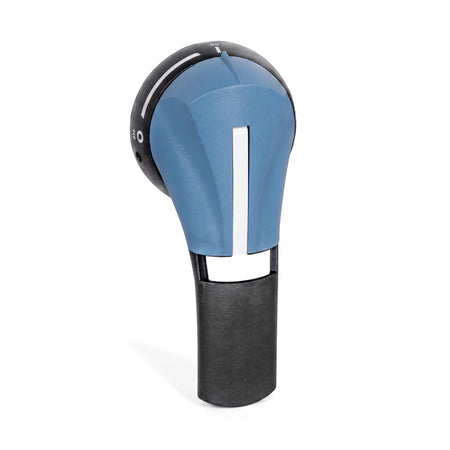 Blue and black ElectroMechanica Handle Spare 125-630A for industrial control, with a textured grip and dial markings.