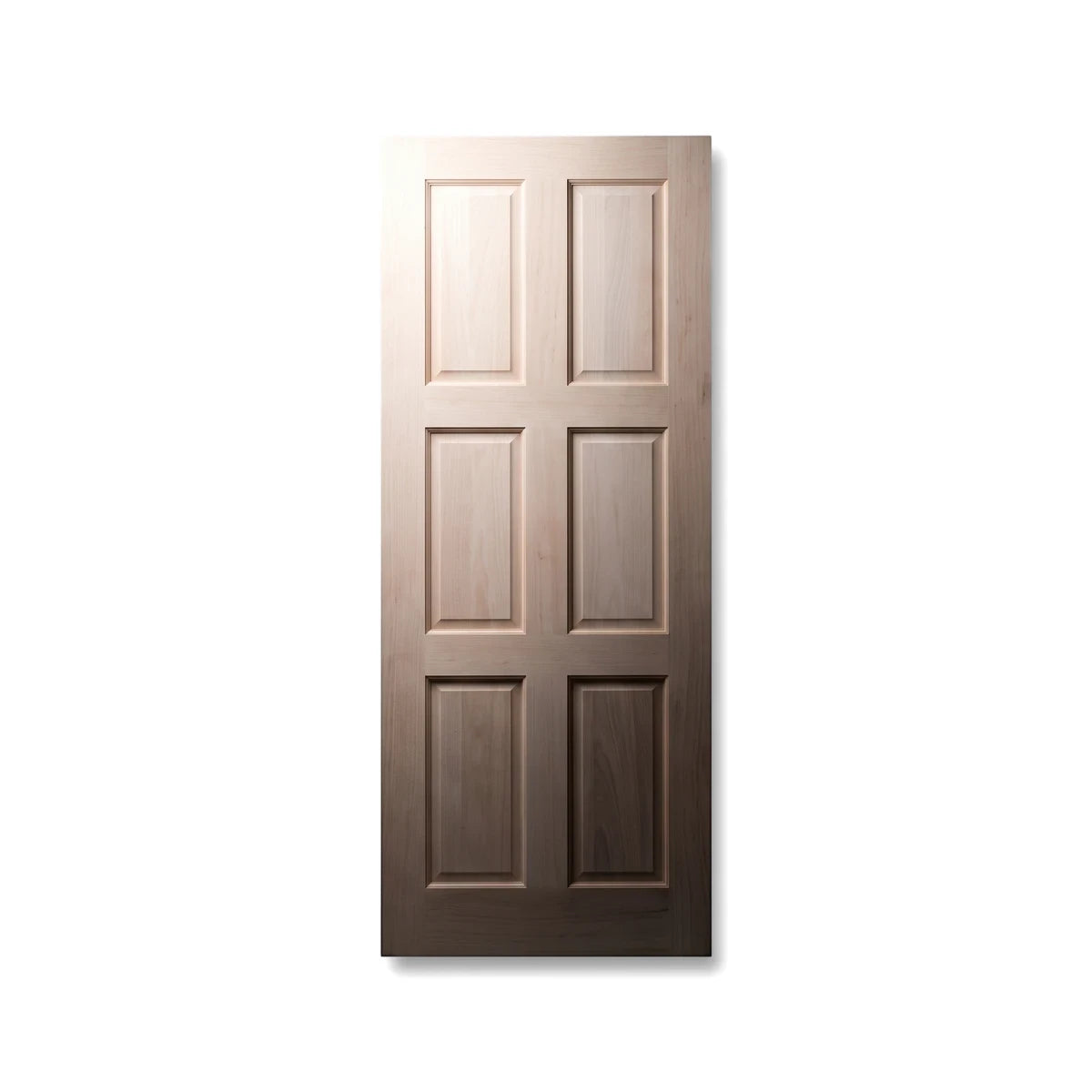 Light-colored engineered panel door with six rectangular panels in a full view, suitable for interior use.