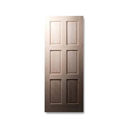 Light-colored engineered panel door with six rectangular panels in a full view, suitable for interior use.
