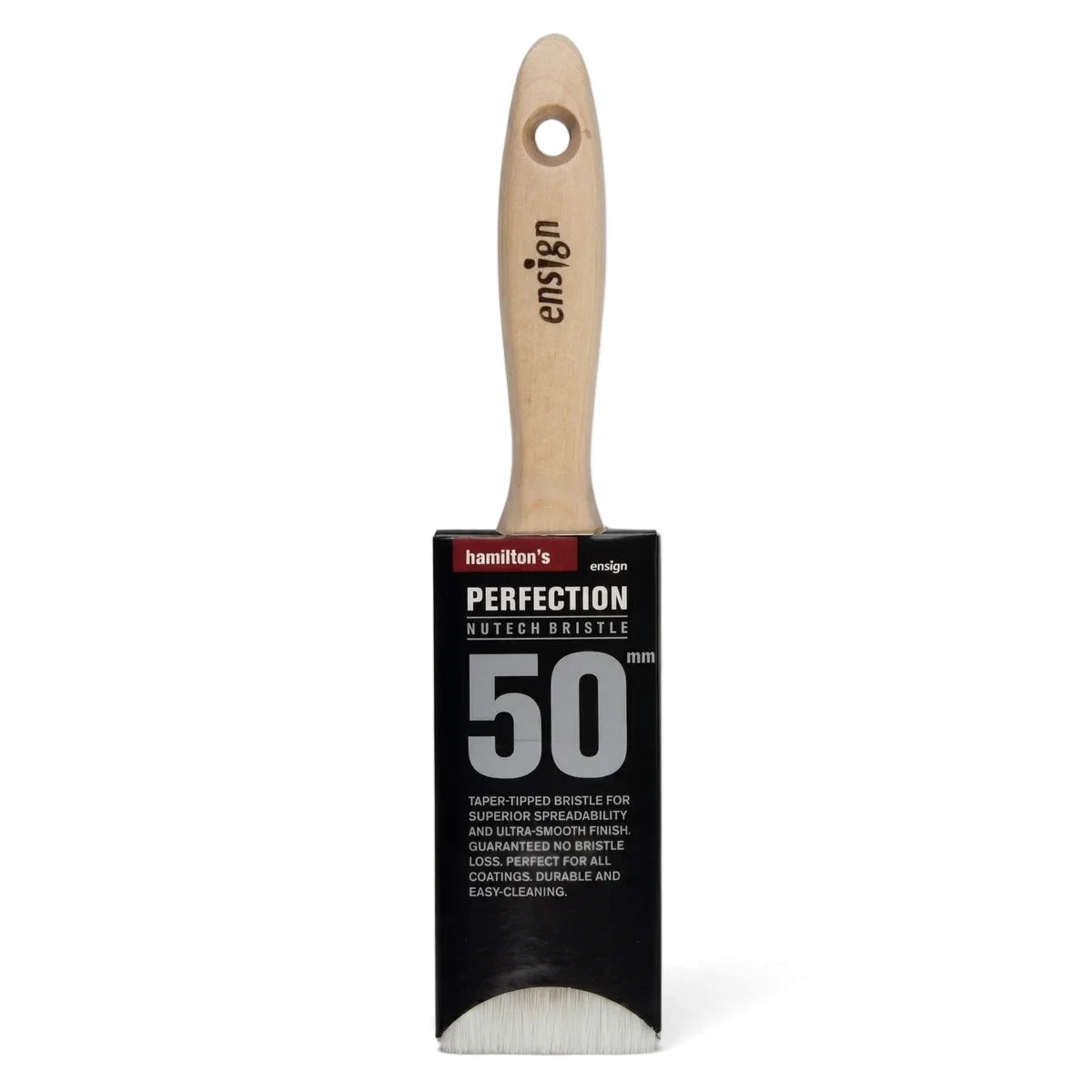 Ensign Hamilton's Perfection NuTech 50mm paint brush with a light wooden handle and black label