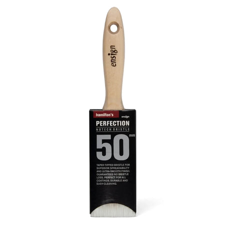 Ensign Hamilton's Perfection NuTech 50mm paint brush with a light wooden handle and black label