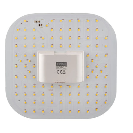 White square Eurolux LED replacement board for 2D fluorescent lights, featuring numerous yellow square LEDs and central