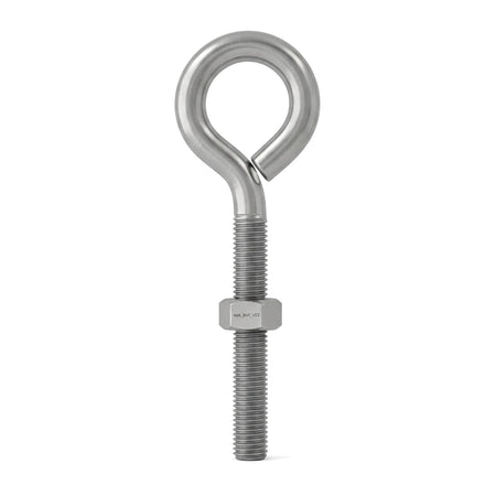Metallic M10X200 eye bolt with a threaded shaft and hexagonal nut, ideal for lifting and securing purposes.