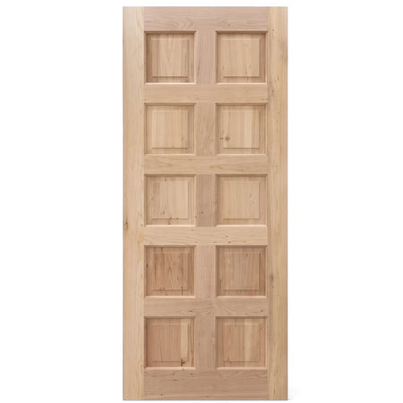 Full length light natural wood engineered panel door featuring eight rectangular recessed panels, designed for interior use.