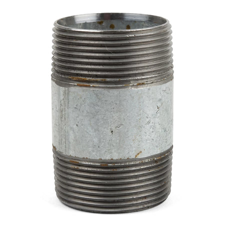 Galvanized 1/2" X 80mm long barrel nipple, a durable metal pipe fitting with external threading.