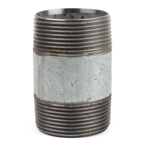 Galvanized 1/2" X 80mm long barrel nipple, a durable metal pipe fitting with external threading.