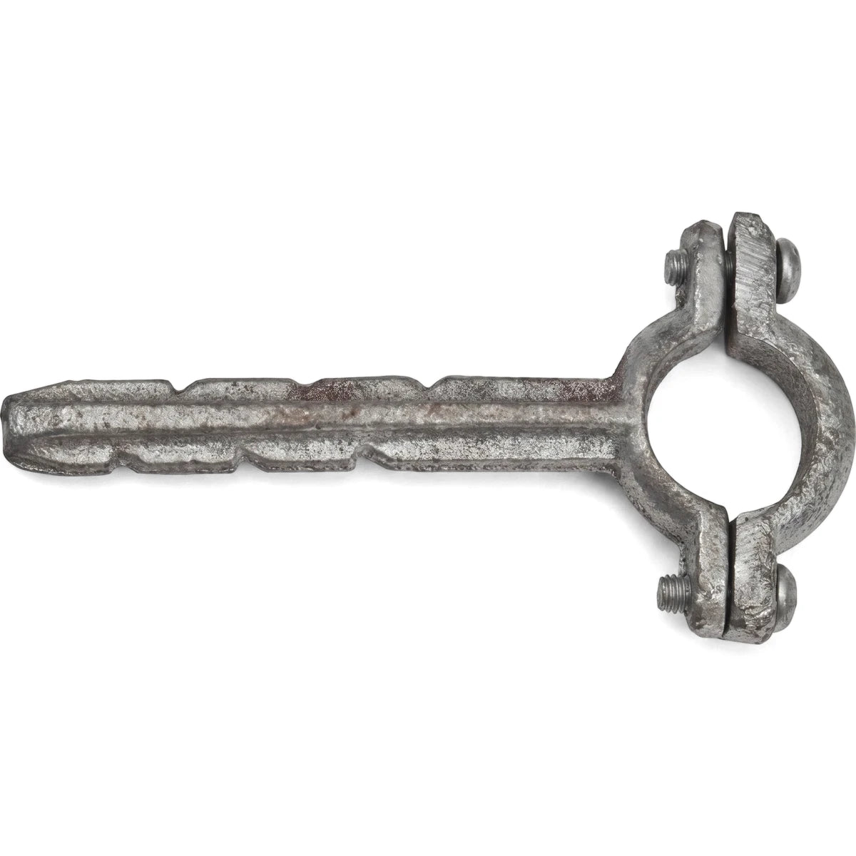 Galvanized 1/2 inch holderbat bracket in a dull silver-grey finish, captured in a clear product shot against a white