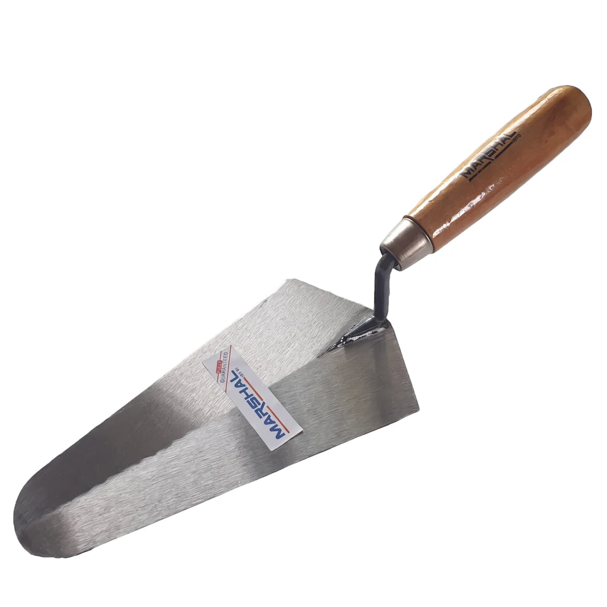 150mm Gauging Trowel with a polished metal blade and a natural wooden handle, featuring the 'MARSHAL' brand label.