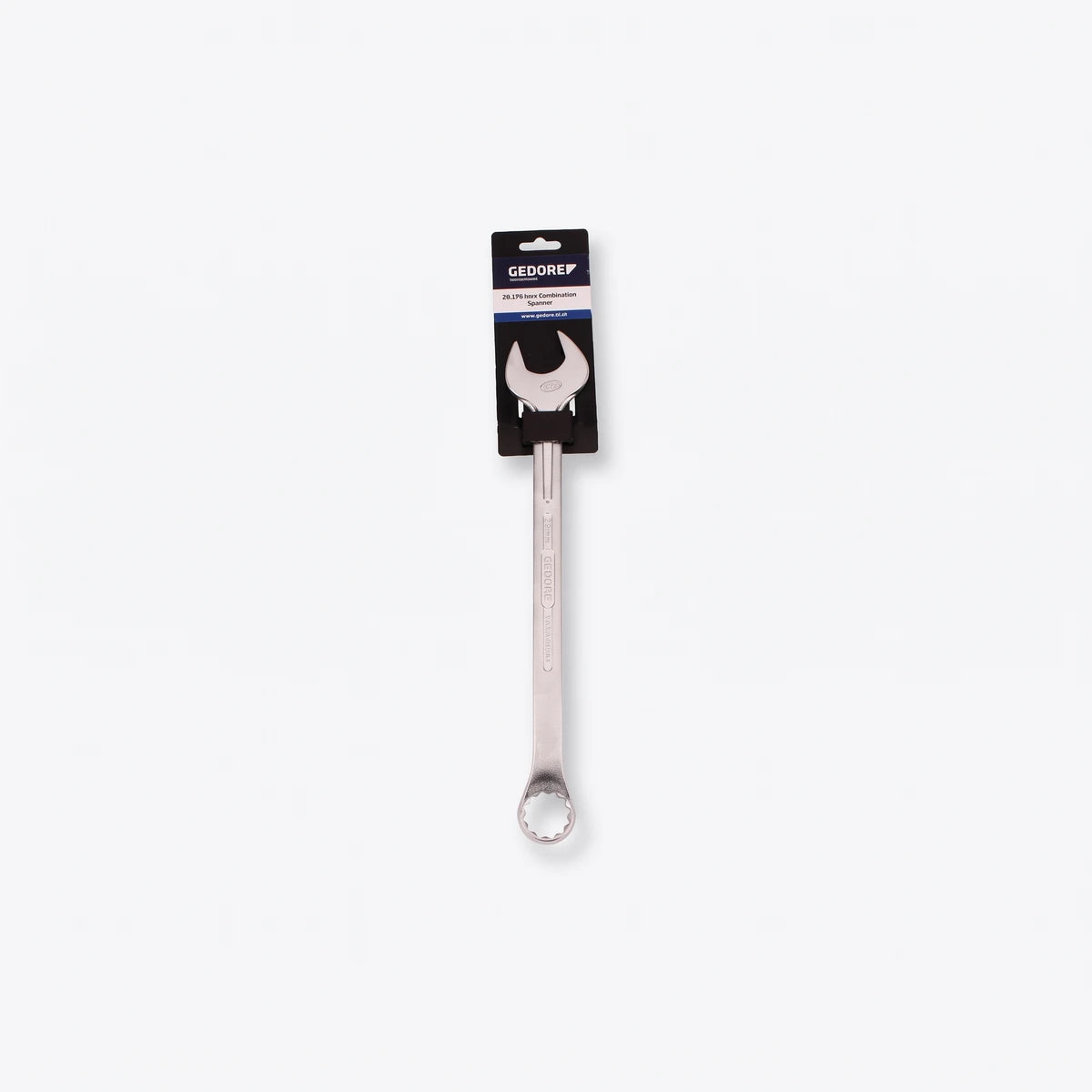 Silver Gedore 29mm deep offset combination spanner in packaging, a durable metal hand tool.