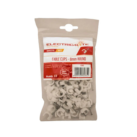 Round cable clips 8mm pack