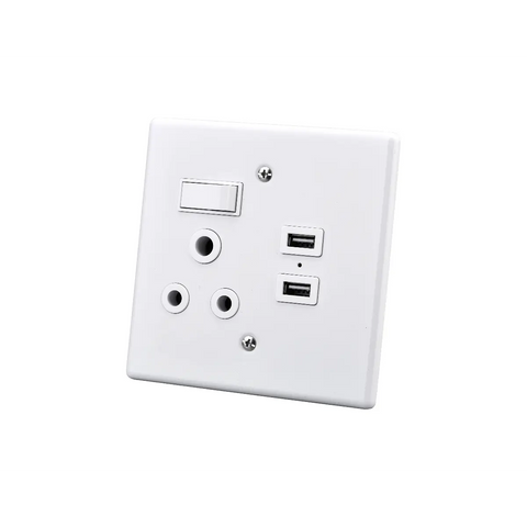 White switch socket with USB