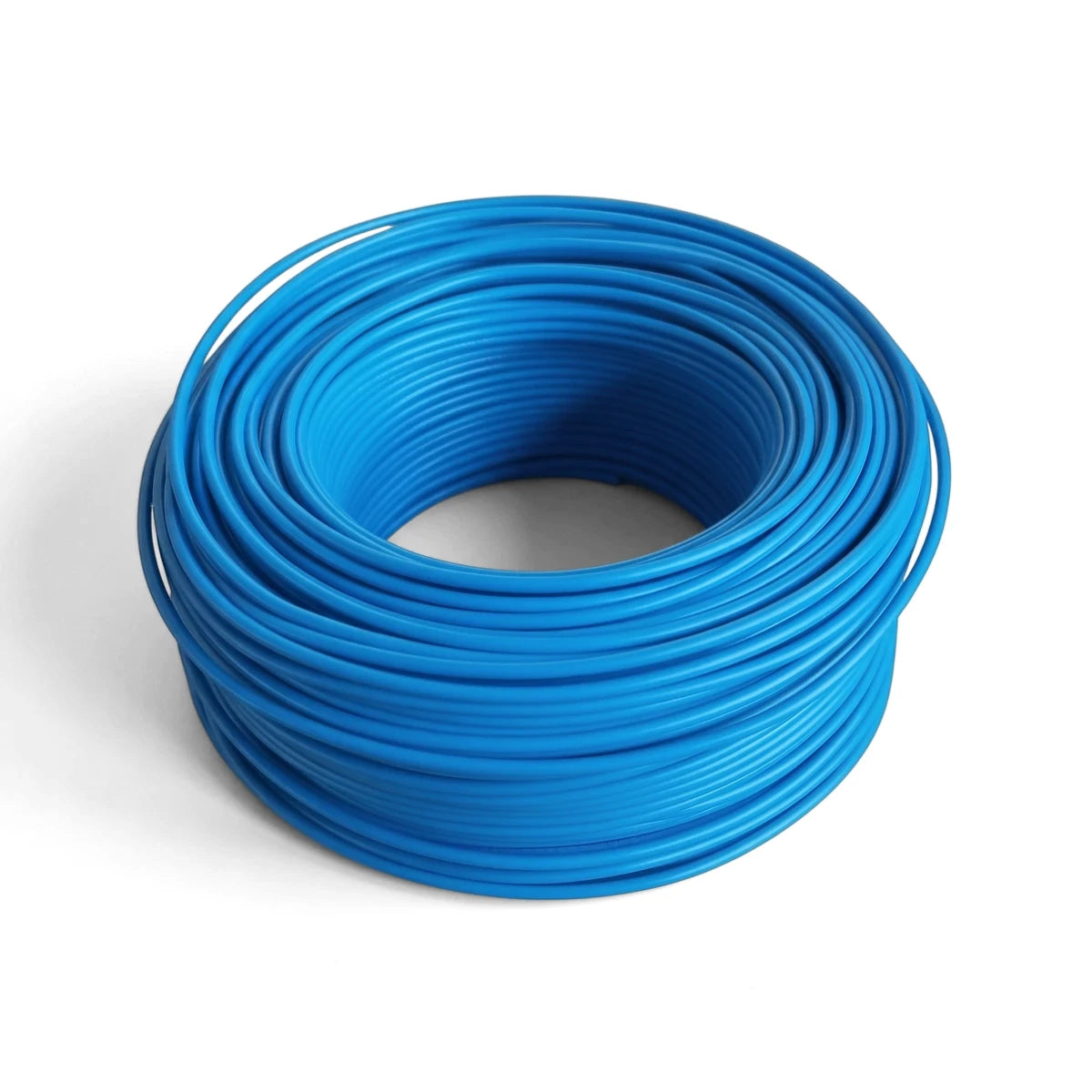 Blue 1.5mm electrical cable in a 100M roll, coiled neatly, suitable for various wiring applications.