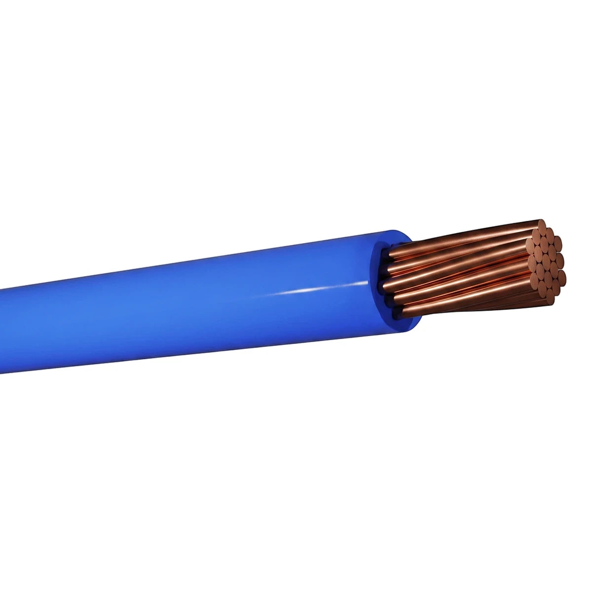 10mm blue insulated electrical wire with exposed copper strands, part of a G.P 100M roll for various wiring applications.