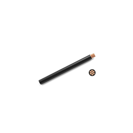 G.P 16mm black electrical wire with a copper core and a visible cross-section, shown diagonally.