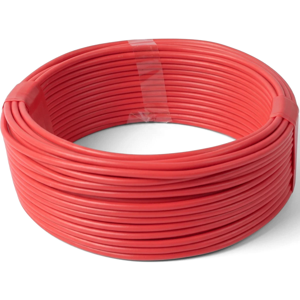 G.P 2.5mm red 100M roll of electrical wires and cable coiled neatly on a white background.