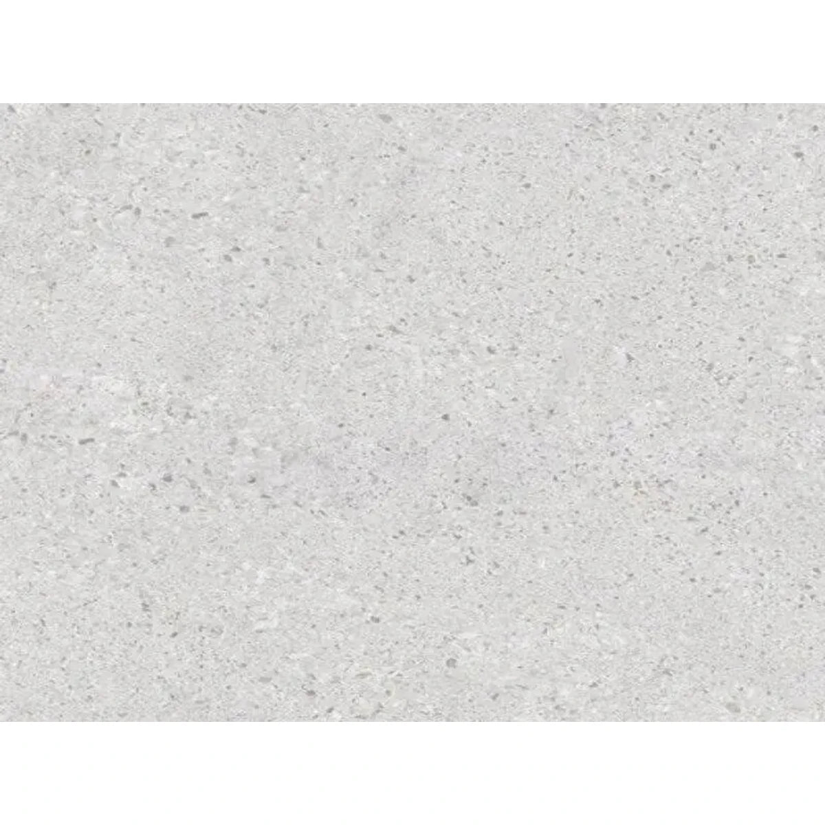 Close-up of Granada Ash light gray tile featuring a speckled texture, suitable for floors or walls.