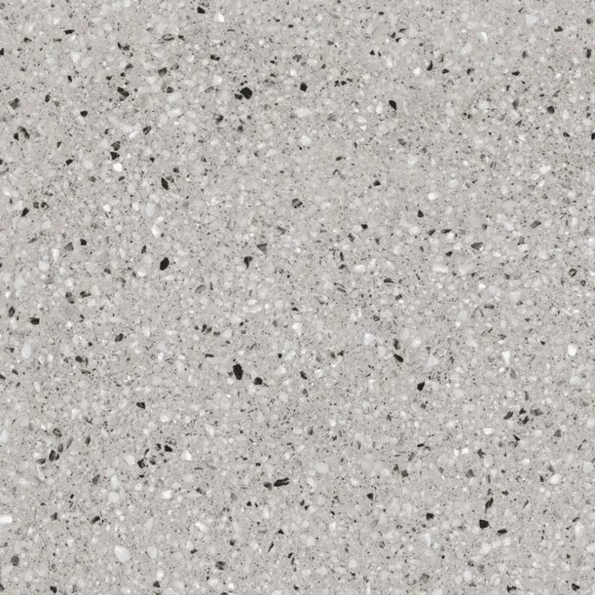 Close-up of a Granito Dark Grey tile showcasing its speckled granular texture with various shades of grey, black, and white.