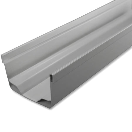 Gray Streamline PVC gutter, 3 meter length, viewed from an angled perspective for rainwater drainage systems.