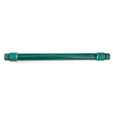 Green micro standpipe, 15mm x 300mm, with threaded ends, positioned horizontally against a white background.