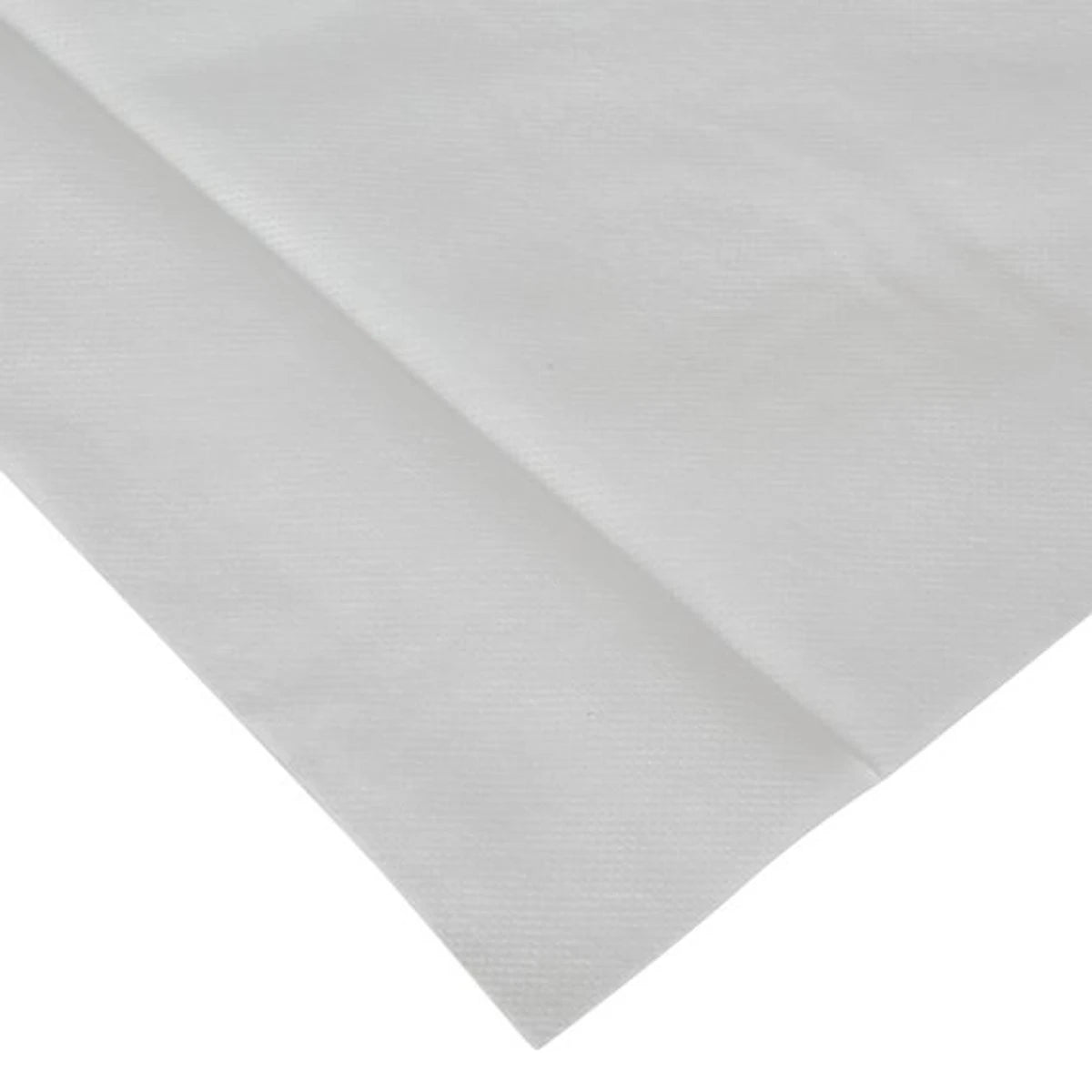 Close-up of a white non-woven fabric, likely from a Green/White Frost Shield Cover (30Gsm), showcasing its texture and folds.