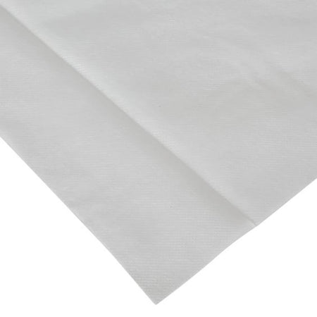 Close-up of a white non-woven fabric, likely from a Green/White Frost Shield Cover (30Gsm), showcasing its texture and folds.