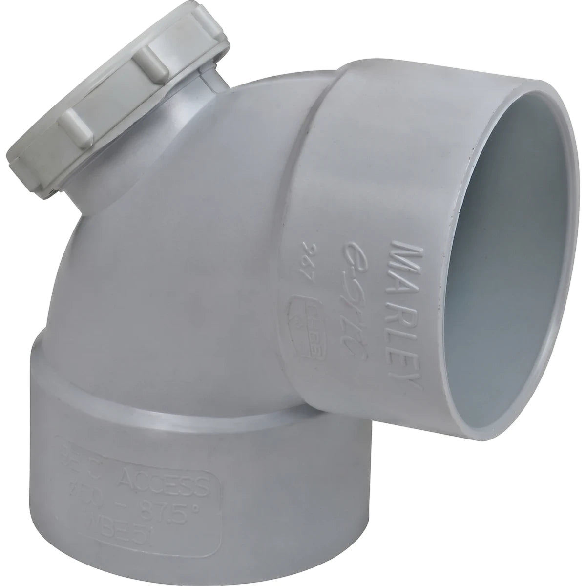 Grey 50mm x 87.5-degree PVC soil/vent waste bend pipe fitting with an inspection eye for plumbing installations.