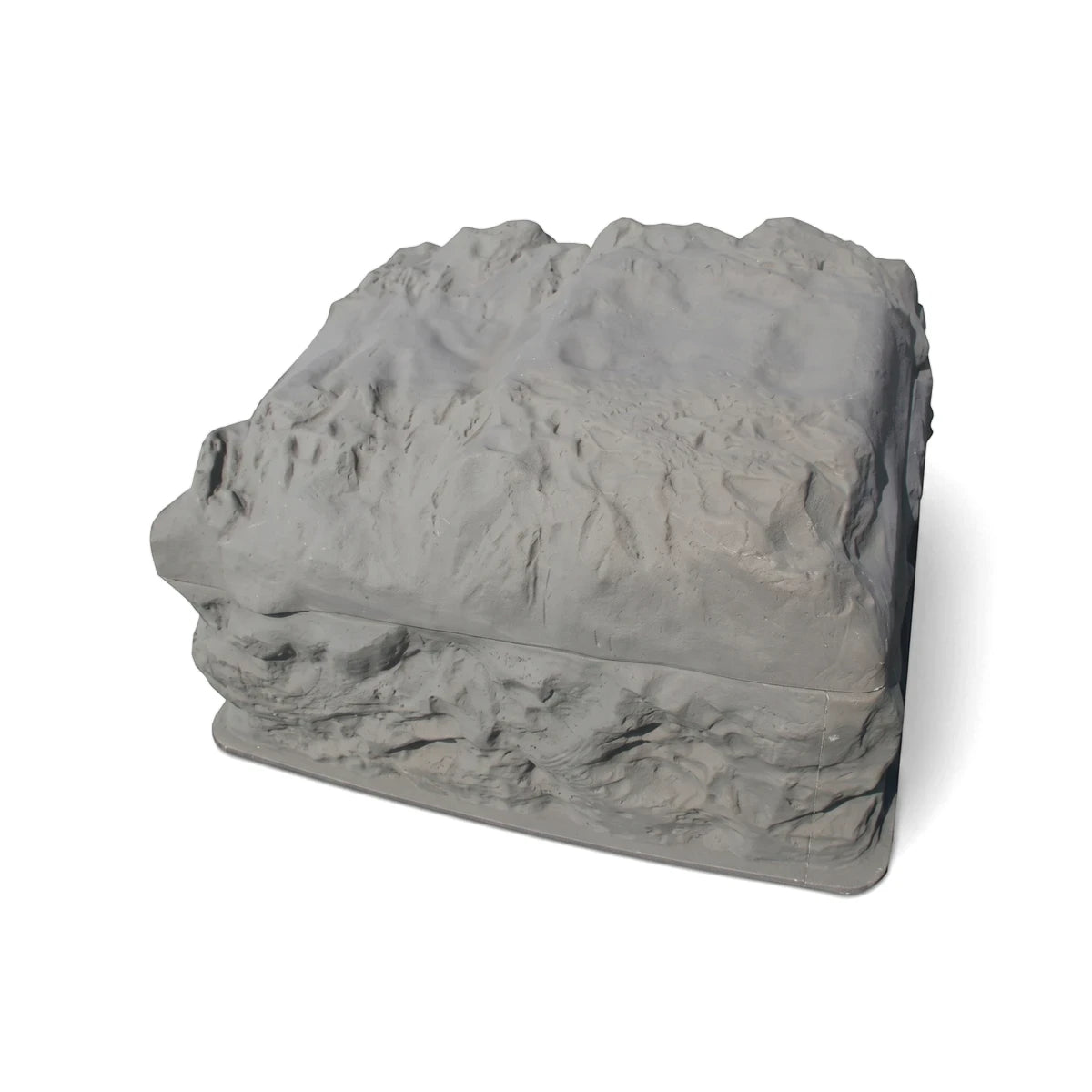 Grey plastic rock finish pool filter pump cover box designed to conceal outdoor equipment with a natural stone look.