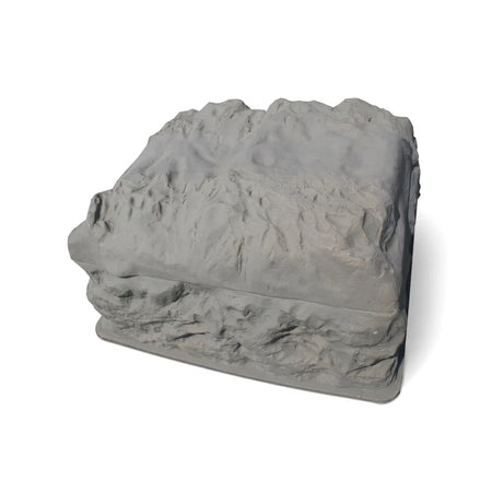 Grey plastic rock finish pool filter pump cover box designed to conceal outdoor equipment with a natural stone look.