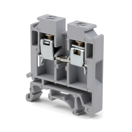 Grey polyamide interlockable terminal block for DIN rail mounting, a single unit electrical connector.