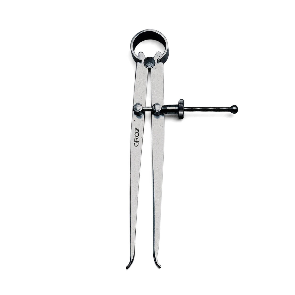 Silver GROZ 200mm inside caliper, a precision measuring tool for internal dimensions, shown vertically against a white