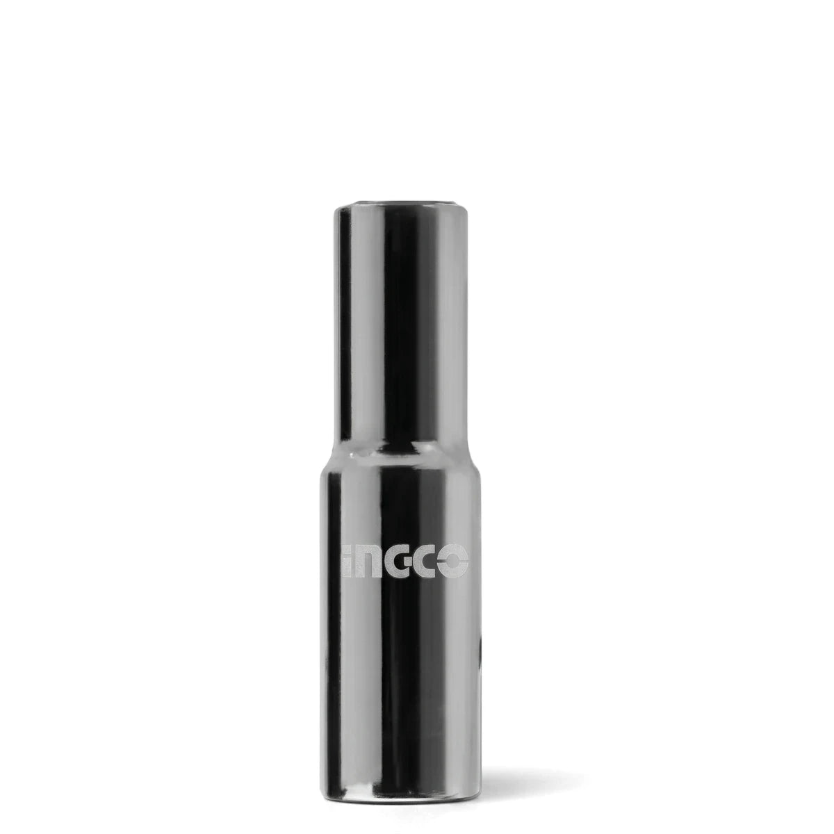 1/2-inch drive 6-point deep hex socket 8mm in polished chrome steel, front view hand tool.