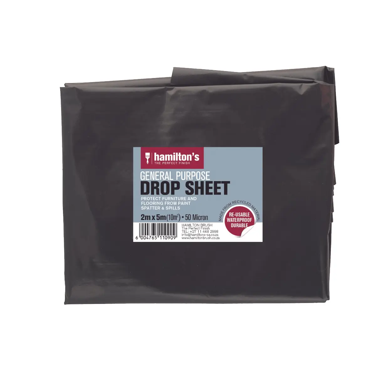 Utility black drop sheet 2x5m