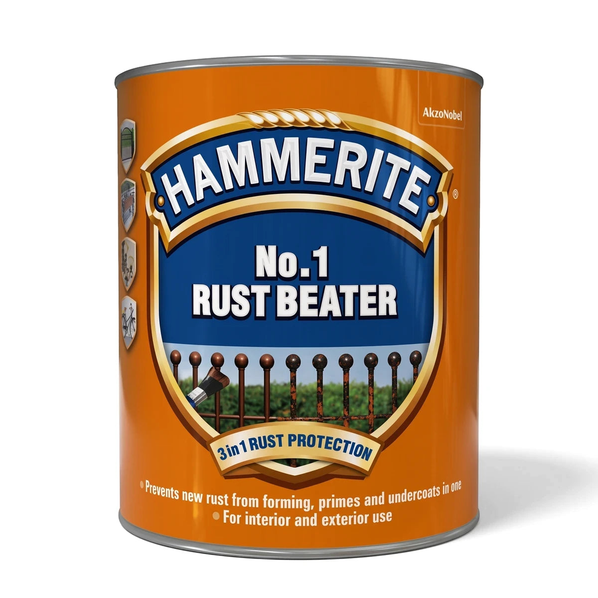 Hammerite No.1 Rust Beater 500ml paint can for 3-in-1 rust protection, suitable for interior and exterior use.