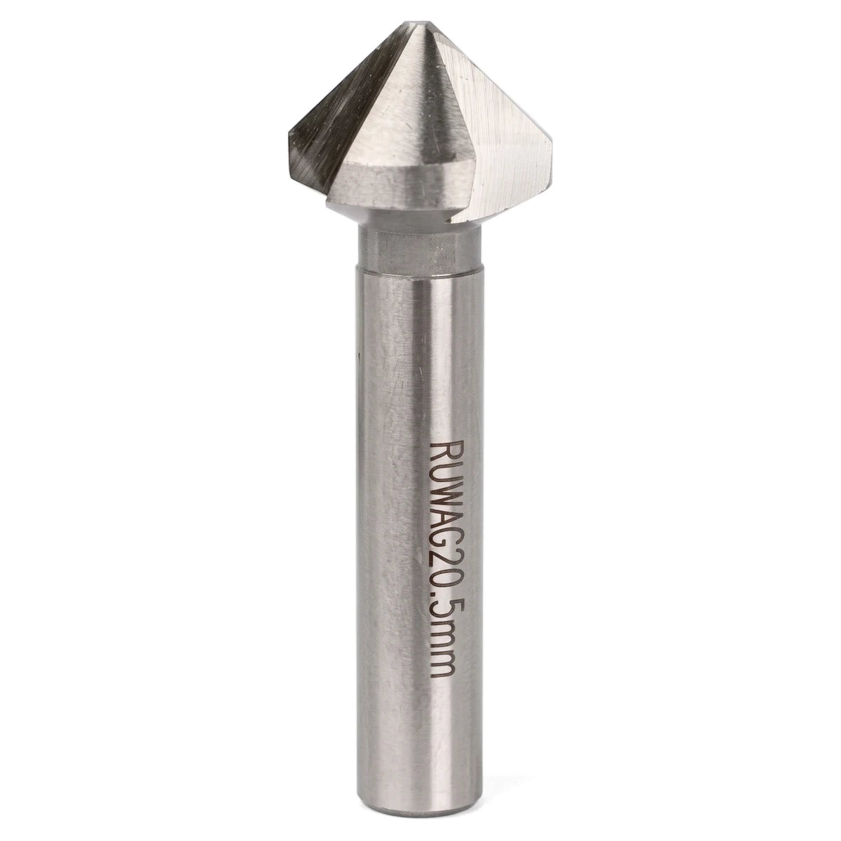 High-Speed Steel (Hss) Countersink Bit with conical head and cylindrical shank, silver-toned steel finish.