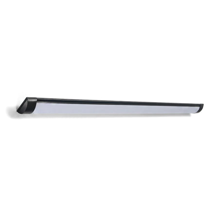 Horizontal black metal LED batten light with a white PC cover, designed for bright and efficient illumination.