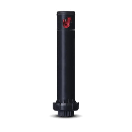 Black Hunter Pgj Adjustable Shrub Rotor Sprinkler with a distinctive red mechanism, ideal for irrigation systems.