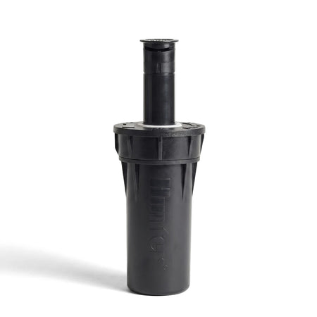 Black Hunter Pro-Spray 2-inch pop-up sprinkler body for irrigation systems, shown upright.