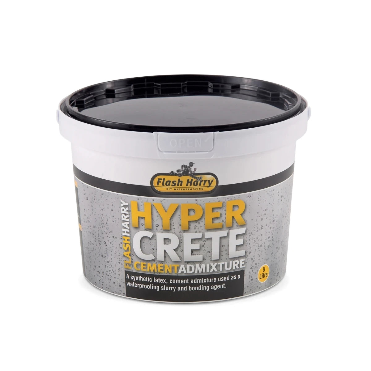 Hypercrete Cement Admixture in a white and grey 5 litre bucket for waterproofing and bonding agent applications.